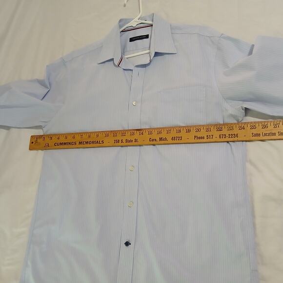 Tommy Hilfiger LS blue and white stripe button-up shirt 100% cotton 16 32/33 - Picture 10 of 14